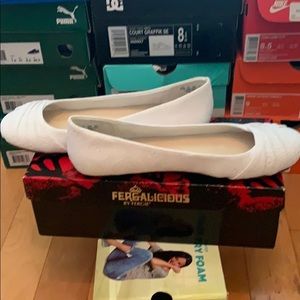 Fergalicious by fergie  white flats.